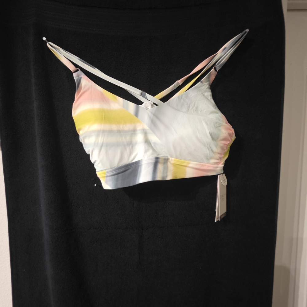 Pastel Striped Crisscross Sports Bra